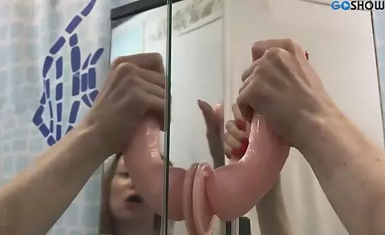 Watery Dildo Sucking Steamy Shower Sex